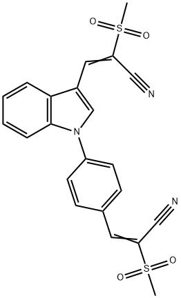 (Z)-2-(METHYLSULFONYL)-3-(4-(3-[(Z)-2-(METHYLSULFONYL)-3-NITRILO-1-PROPENYL]-1H-INDOL-1-YL)PHENYL)-2-PROPENENITRILE 结构式