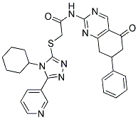 2-(4-CYCLOHEXYL-5-(PYRIDIN-3-YL)-4H-1,2,4-TRIAZOL-3-YLTHIO)-N-(5-OXO-7-PHENYL-5,6,7,8-TETRAHYDROQUINAZOLIN-2-YL)ACETAMIDE 结构式