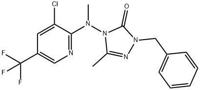 2-BENZYL-4-[[3-CHLORO-5-(TRIFLUOROMETHYL)-2-PYRIDINYL](METHYL)AMINO]-5-METHYL-2,4-DIHYDRO-3H-1,2,4-TRIAZOL-3-ONE 结构式