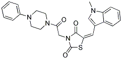 (E)-5-((1-Methyl-1H-indol-3-yl)methylene)-3-(2-oxo-2-(4-phenylpiperazin-1-yl)ethyl)thiazolidine-2,4-dione 结构式