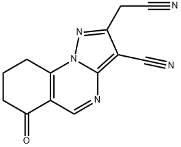2-(CYANOMETHYL)-6-OXO-6,7,8,9-TETRAHYDROPYRAZOLO[1,5-A]QUINAZOLINE-3-CARBONITRILE 结构式