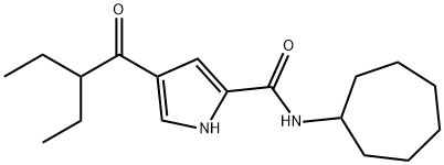 N-CYCLOHEPTYL-4-(2-ETHYLBUTANOYL)-1H-PYRROLE-2-CARBOXAMIDE 结构式