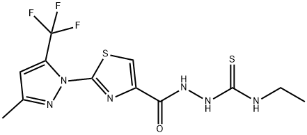 N-ETHYL-2-((2-[3-METHYL-5-(TRIFLUOROMETHYL)-1H-PYRAZOL-1-YL]-1,3-THIAZOL-4-YL)CARBONYL)-1-HYDRAZINECARBOTHIOAMIDE 结构式