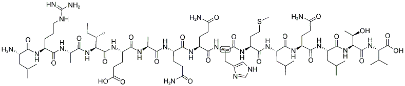 H-Leu-Arg-Ala-Ile-Glu-Ala-Gln-Gln-His-Met-Leu-Gln-Leu-Thr-Val-OH 结构式