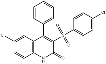 6-CHLORO-3-[(4-CHLOROPHENYL)SULFONYL]-4-PHENYLQUINOLIN-2-OL 结构式
