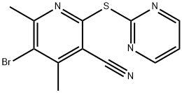 5-Bromo-4,6-dimethyl-2-(2-pyrimidinylsulfanyl)nicotinonitrile 结构式