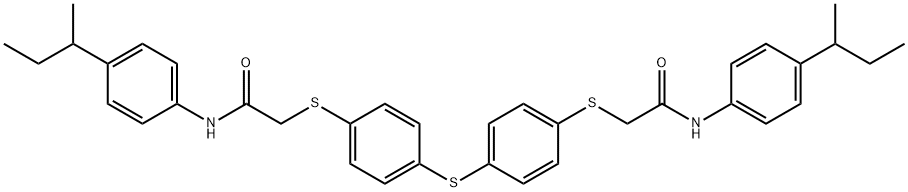2-[(4-([4-((2-[4-(sec-Butyl)anilino]-2-oxoethyl)sulfanyl)phenyl]sulfanyl)phenyl)sulfanyl]-N-[4-(sec-butyl)phenyl]acetamide 结构式