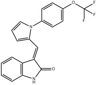 3-((E)-(1-[4-(Trifluoromethoxy)phenyl]-1H-pyrrol-2-yl)methylidene)-1,3-dihydro-2H-indol-2-one 结构式