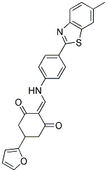 5-(FURAN-2-YL)-2-((4-(6-METHYLBENZO[D]THIAZOL-2-YL)PHENYLAMINO)METHYLENE)CYCLOHEXANE-1,3-DIONE 结构式