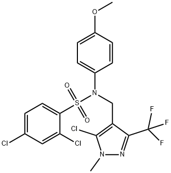 2,4-DICHLORO-N-([5-CHLORO-1-METHYL-3-(TRIFLUOROMETHYL)-1H-PYRAZOL-4-YL]METHYL)-N-(4-METHOXYPHENYL)BENZENESULFONAMIDE 结构式