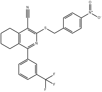 3-[(4-Nitrobenzyl)sulfanyl]-1-[3-(trifluoromethyl)phenyl]-5,6,7,8-tetrahydro-4-isoquinolinecarbonitrile 结构式