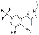 4-(1-乙基-3-甲基-1H-吡唑-4-基)-2-巯基-6-(三氟甲基)烟腈 结构式