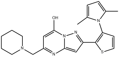 2-[3-(2,5-DIMETHYL-1H-PYRROL-1-YL)-2-THIENYL]-5-(PIPERIDINOMETHYL)PYRAZOLO[1,5-A]PYRIMIDIN-7-OL 结构式