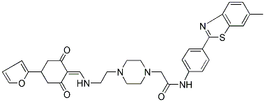 2-(4-(2-((4-(FURAN-2-YL)-2,6-DIOXOCYCLOHEXYLIDENE)METHYLAMINO)ETHYL)PIPERAZIN-1-YL)-N-(4-(6-METHYLBENZO[D]THIAZOL-2-YL)PHENYL)ACETAMIDE 结构式