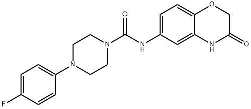 4-(4-FLUOROPHENYL)-N-(3-OXO-3,4-DIHYDRO-2H-1,4-BENZOXAZIN-6-YL)TETRAHYDRO-1(2H)-PYRAZINECARBOXAMIDE 结构式