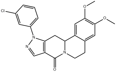 11-(3-CHLOROPHENYL)-2,3-DIMETHOXY-5,11,12,12A-TETRAHYDROPYRAZOLO[3',4':4,5]PYRIDO[2,1-A]ISOQUINOLIN-8(6H)-ONE 结构式