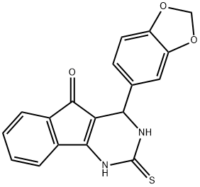 4-(1,3-BENZODIOXOL-5-YL)-2-THIOXO-1,2,3,4-TETRAHYDRO-5H-INDENO[1,2-D]PYRIMIDIN-5-ONE 结构式