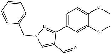 1-苄基-3-(3,4-二甲氧苯基)-1H-吡唑-4-甲醛 结构式