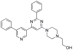 2-(4-[2-PHENYL-6-(5-PHENYL-PYRIDIN-3-YL)-PYRIMIDIN-4-YL]-PIPERAZIN-1-YL)-ETHANOL 结构式