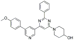 1-(6-[5-(4-METHOXY-PHENYL)-PYRIDIN-3-YL]-2-PHENYL-PYRIMIDIN-4-YL)-PIPERIDIN-4-OL 结构式