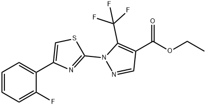 Ethyl 1-[4-(2-fluorophenyl)-1,3-thiazol-2-yl]-5-(trifluoromethyl)-1H-pyrazole-4-carboxylate 结构式