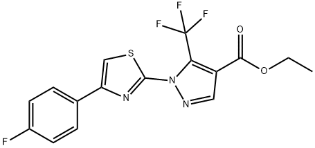 Ethyl 1-[4-(4-fluorophenyl)-1,3-thiazol-2-yl]-5-(trifluoromethyl)-1H-pyrazole-4-carboxylate 结构式