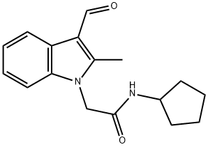 N-CYCLOPENTYL-2-(3-FORMYL-2-METHYL-INDOL-1-YL)-ACETAMIDE 结构式