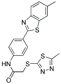 N-[4-(6-METHYL-1,3-BENZOTHIAZOL-2-YL)PHENYL]-2-[(5-METHYL-1,3,4-THIADIAZOL-2-YL)THIO]ACETAMIDE 结构式