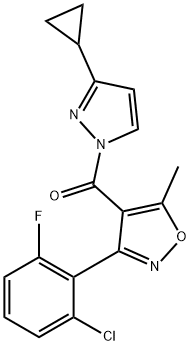 [3-(2-CHLORO-6-FLUOROPHENYL)-5-METHYL-4-ISOXAZOLYL](3-CYCLOPROPYL-1H-PYRAZOL-1-YL)METHANONE 结构式