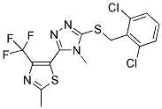 2-METHYL-5-[3-[(2,6-DICHLOROBENZYL)THIO]-4-METHYLTRIAZOL-5-YL]-4-(TRIFLUOROMETHYL)THIAZOLE 结构式