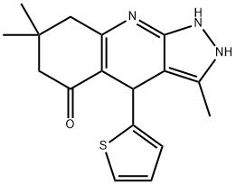 3,7,7-TRIMETHYL-4-(2-THIENYL)-2,4,6,7,8,9-HEXAHYDRO-5H-PYRAZOLO[3,4-B]QUINOLIN-5-ONE 结构式