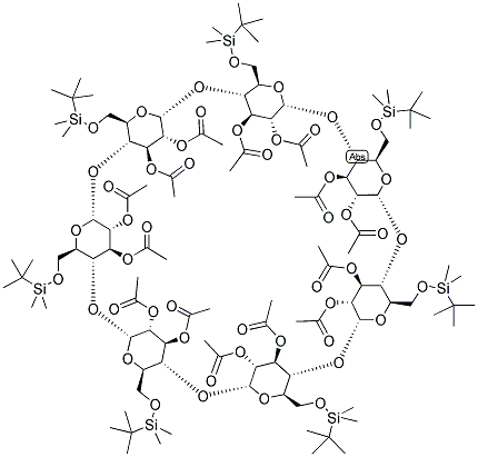 Heptakis(6-O-tert-butyl-dimethylsilyl-2,3-di-O-acetyl)-beta-cyclodextrin 结构式