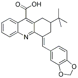 4-Benzo[1,3]dioxol-5-ylmethylene-2-tert-butyl-1,2,3,4-tetrahydro-acridine-9-carboxylic acid 结构式