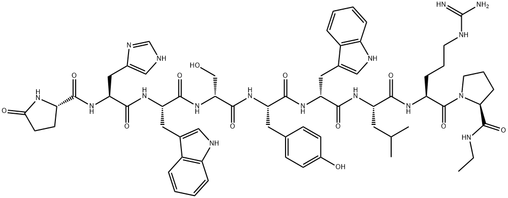 (DES-GLY10,D-SER4,D-TRP6,PRO-NHET9)-LHRH 结构式