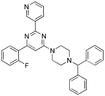 4-(4-BENZHYDRYL-PIPERAZIN-1-YL)-6-(2-FLUORO-PHENYL)-2-PYRIDIN-3-YL-PYRIMIDINE 结构式