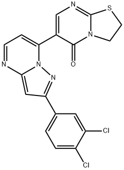 6-[2-(3,4-DICHLOROPHENYL)PYRAZOLO[1,5-A]PYRIMIDIN-7-YL]-2,3-DIHYDRO-5H-[1,3]THIAZOLO[3,2-A]PYRIMIDIN-5-ONE 结构式