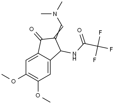 N-(2-[(Z)-(Dimethylamino)methylidene]-5,6-dimethoxy-3-oxo-1,3-dihydro-2H-inden-1-yl)-2,2,2-trifluoroacetamide 结构式