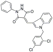 (4E)-4-{[1-(2,4-DICHLOROBENZYL)-1H-INDOL-3-YL]METHYLENE}-1-PHENYLPYRAZOLIDINE-3,5-DIONE 结构式