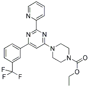 4-[2-PYRIDIN-2-YL-6-(3-TRIFLUOROMETHYL-PHENYL)-PYRIMIDIN-4-YL]-PIPERAZINE-1-CARBOXYLIC ACID ETHYL ESTER 结构式