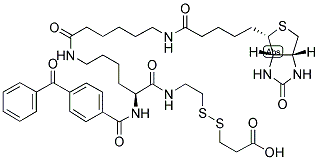 2-(N2-[NA-BENZOYLBENZOICAMIDO-N6-6-BIOTINAMIDOCAPROYL]LYSINYLAMIDO)ETHYL-2'-CARBOXYLETHYL DISULFIDE 结构式