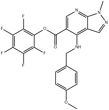 2,3,4,5,6-PENTAFLUOROPHENYL 4-[(4-METHOXYBENZYL)AMINO]-1-METHYL-1H-PYRAZOLO[3,4-B]PYRIDINE-5-CARBOXYLATE 结构式