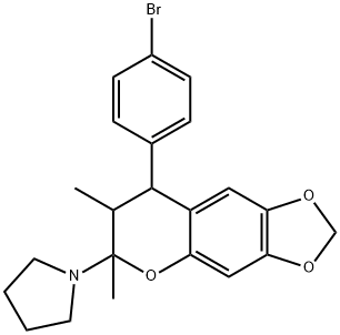 1-[8-(4-溴苯基)-7,8-二氢-6,7-二甲基-6H-1,3-二恶茂[4,5-G][1]苯并吡喃-6-基]吡咯烷 结构式