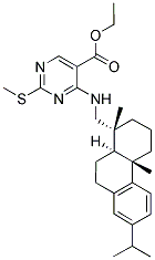 Ethyl 4-(((1R,4aS,10aR)-7-isopropyl-1,4a-dimethyl-1,2,3,4,4a,9,10,10a-octahydrophenanthren-1-yl)methylamino)-2-(methylthio)pyrimidine-5-carboxylate 结构式