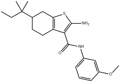 2-氨基-6-叔-戊基-N-(3-甲氧苯基)-4,5,6,7-四氢-1-苯并噻吩-3-甲酰胺 结构式