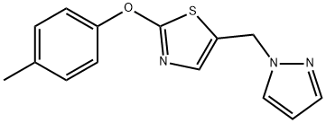 2-(4-METHYLPHENOXY)-5-(1H-PYRAZOL-1-YLMETHYL)-1,3-THIAZOLE 结构式