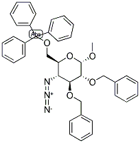 METHYL 4-AZIDO-2,3-DI-O-BENZOYL-4-DEOXY-6-O-TRITYL-A-D-GLUCOPYRANOSIDE 结构式