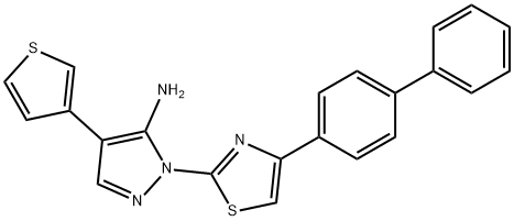 1-(4-[1,1'-BIPHENYL]-4-YL-1,3-THIAZOL-2-YL)-4-(3-THIENYL)-1H-PYRAZOL-5-AMINE 结构式