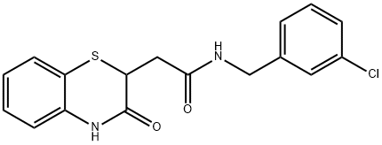 N-(3-CHLOROBENZYL)-2-(3-OXO-3,4-DIHYDRO-2H-1,4-BENZOTHIAZIN-2-YL)ACETAMIDE 结构式