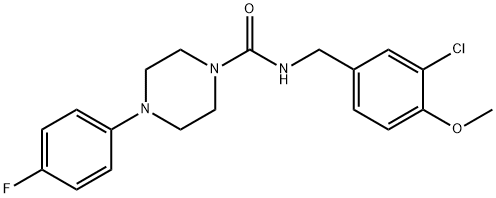 N-(3-CHLORO-4-METHOXYBENZYL)-4-(4-FLUOROPHENYL)TETRAHYDRO-1(2H)-PYRAZINECARBOXAMIDE 结构式