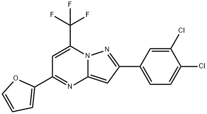 2-(3,4-DICHLOROPHENYL)-5-(2-FURYL)-7-(TRIFLUOROMETHYL)PYRAZOLO[1,5-A]PYRIMIDINE 结构式